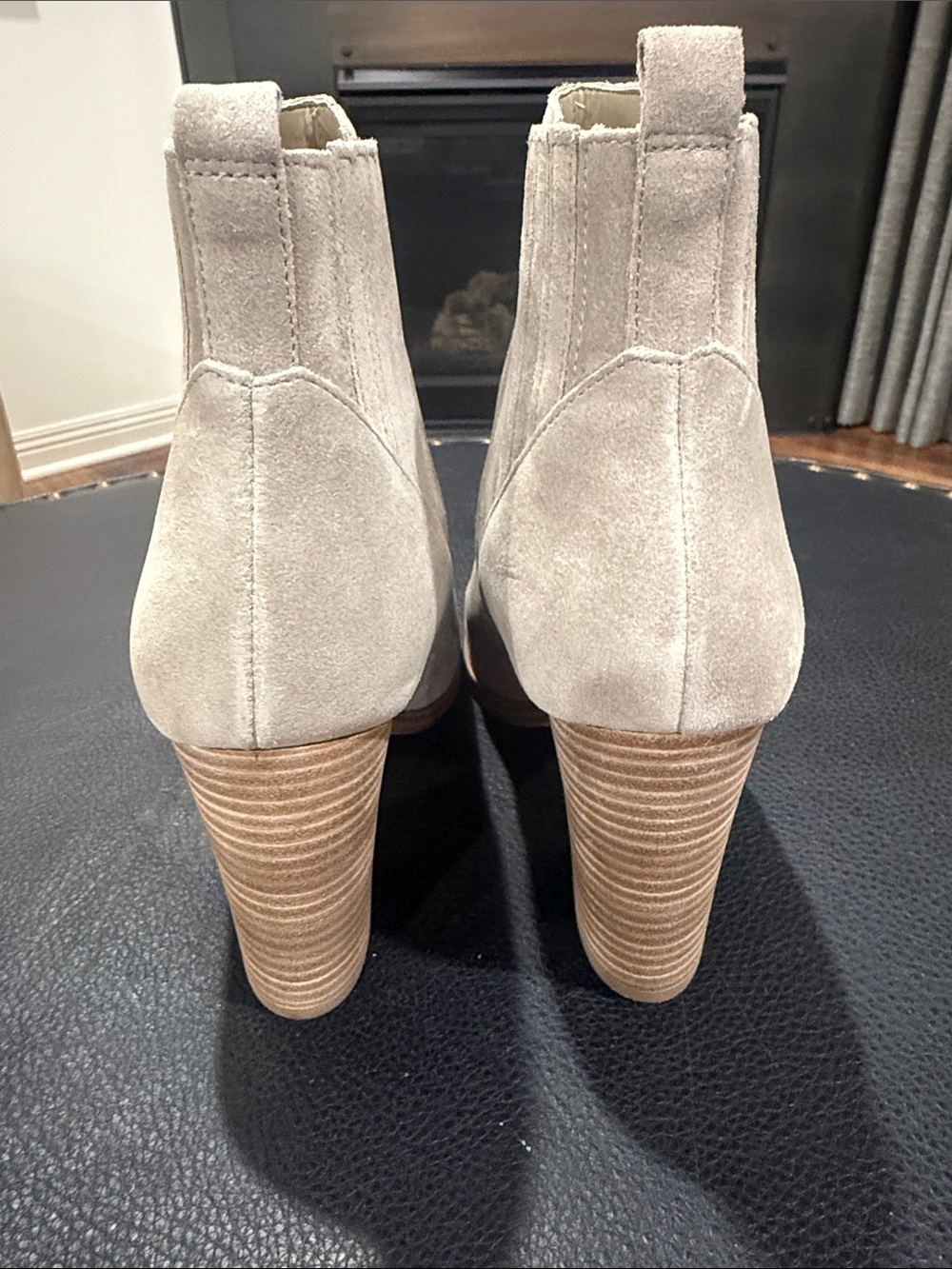 Marc Fisher Light Natural Suede Pointed Ankle Booties - Picture 3 of 5